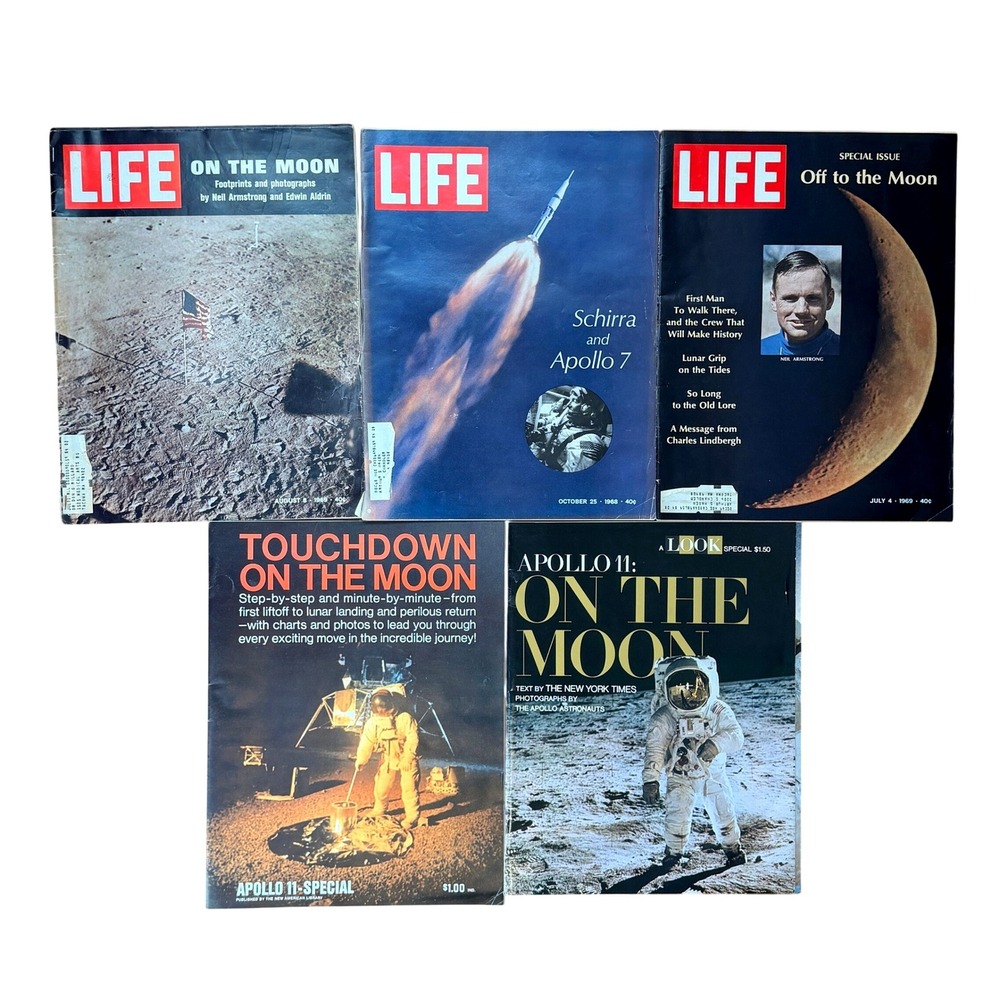 Life Magazine Apollo 11 Lot of 5 Moon Landing NASA Space History 1960s Armstrong